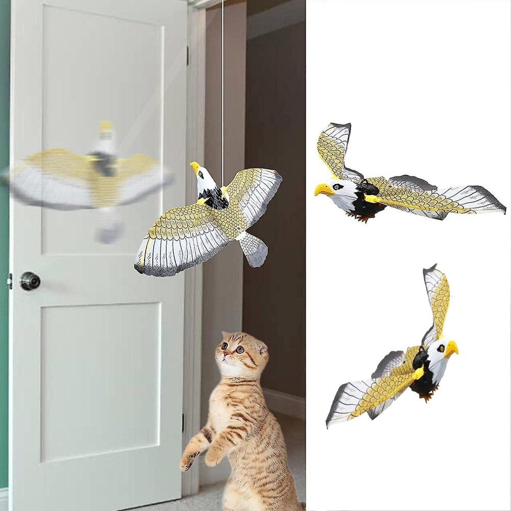 CLZ192 Kedi Oyuncağı Pilli 360 Derece Dönen Kartal Kuş İpli Kedi Oyuncağı