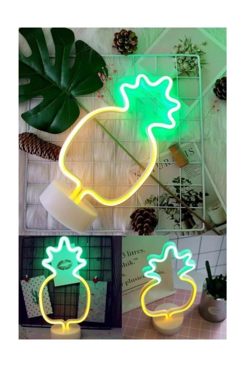 CLZ192 Ananas Model Neon Led Işıklı Masa Lambası Dekoratif Aydınlatma Gece Lambası