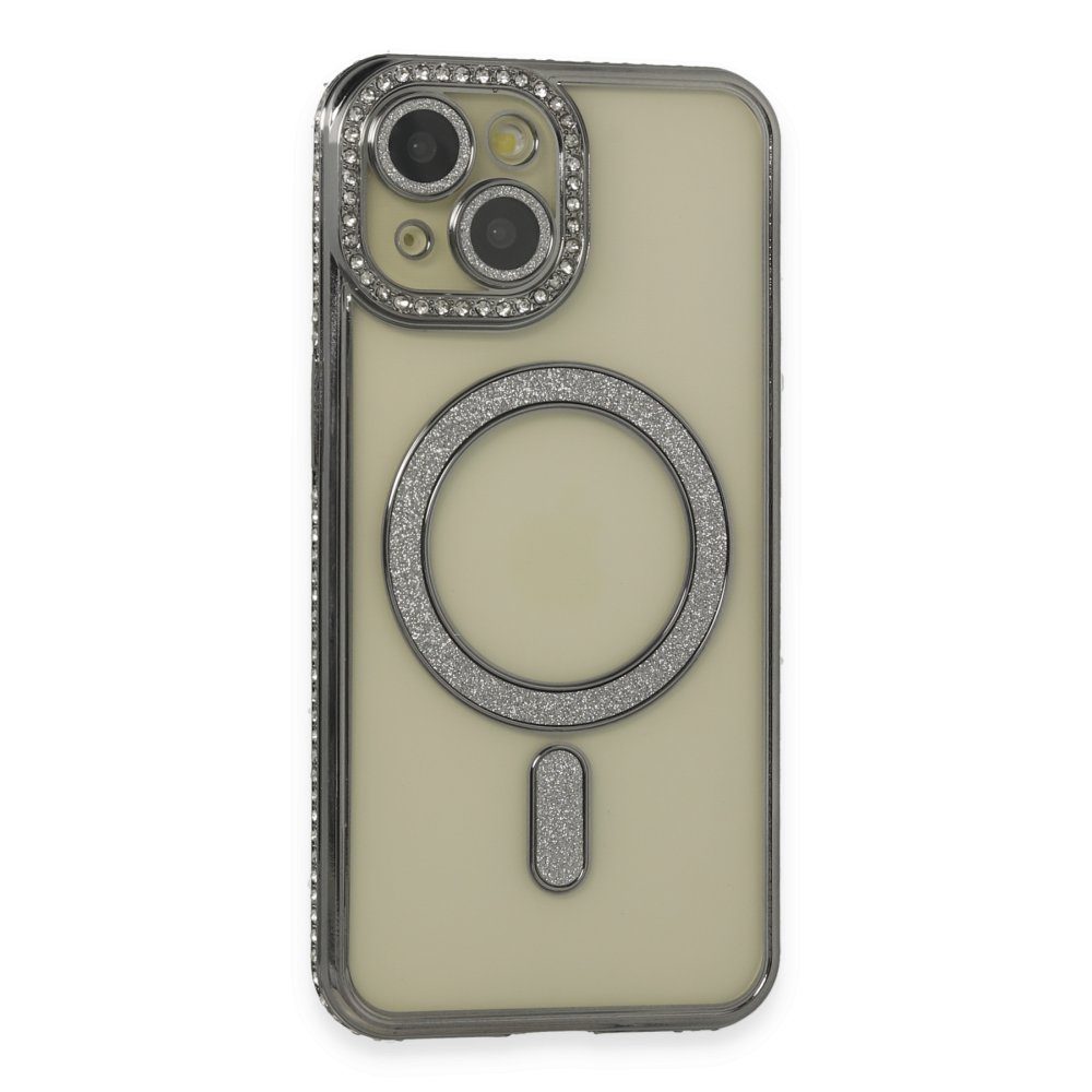 CLZ942 İphone 15 Kılıf Joke Simli Magneticsafe Kılıf - Ürün Rengi : Gümüş