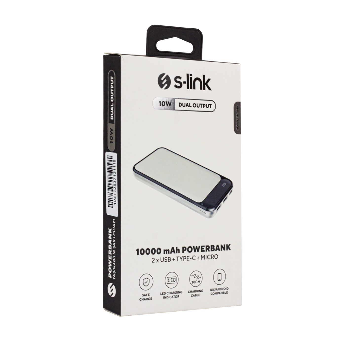 CLZ192 S-LINK IP-G2710 10000MAH POWERBANK 2 USB PORT BEYAZ LCD GÖSTERGELİ POWERBANK (4172)