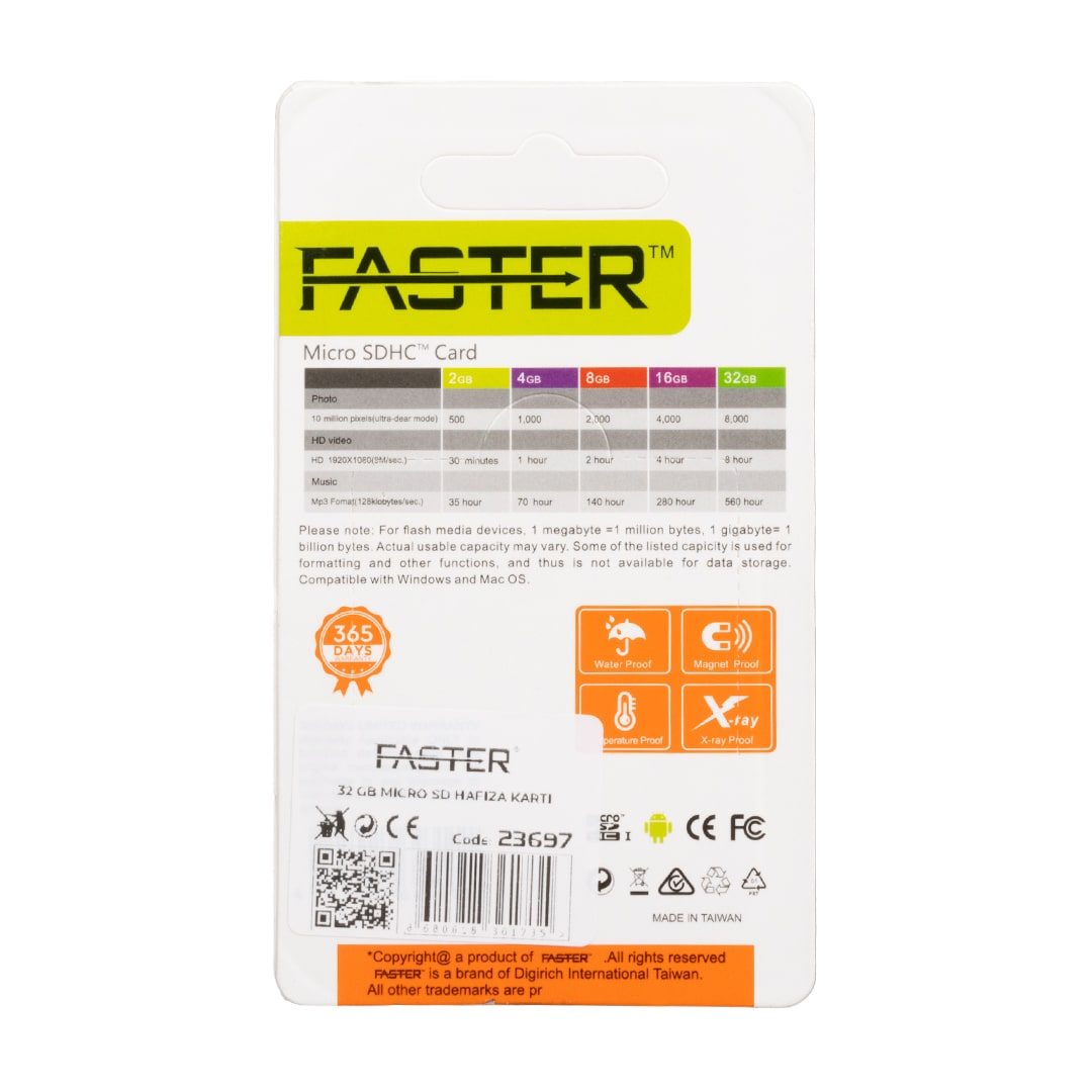 CLZ192 FASTER 32 GB MICRO SD HAFIZA KARTI (4172)