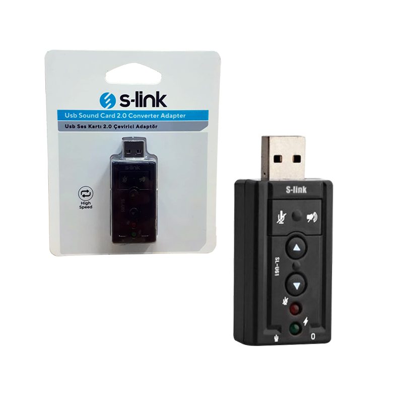 CLZ192 S-LINK SL-U61 USB SES KARTI 2.0 ÇEVİRİCİ ADAPTÖR (4172)