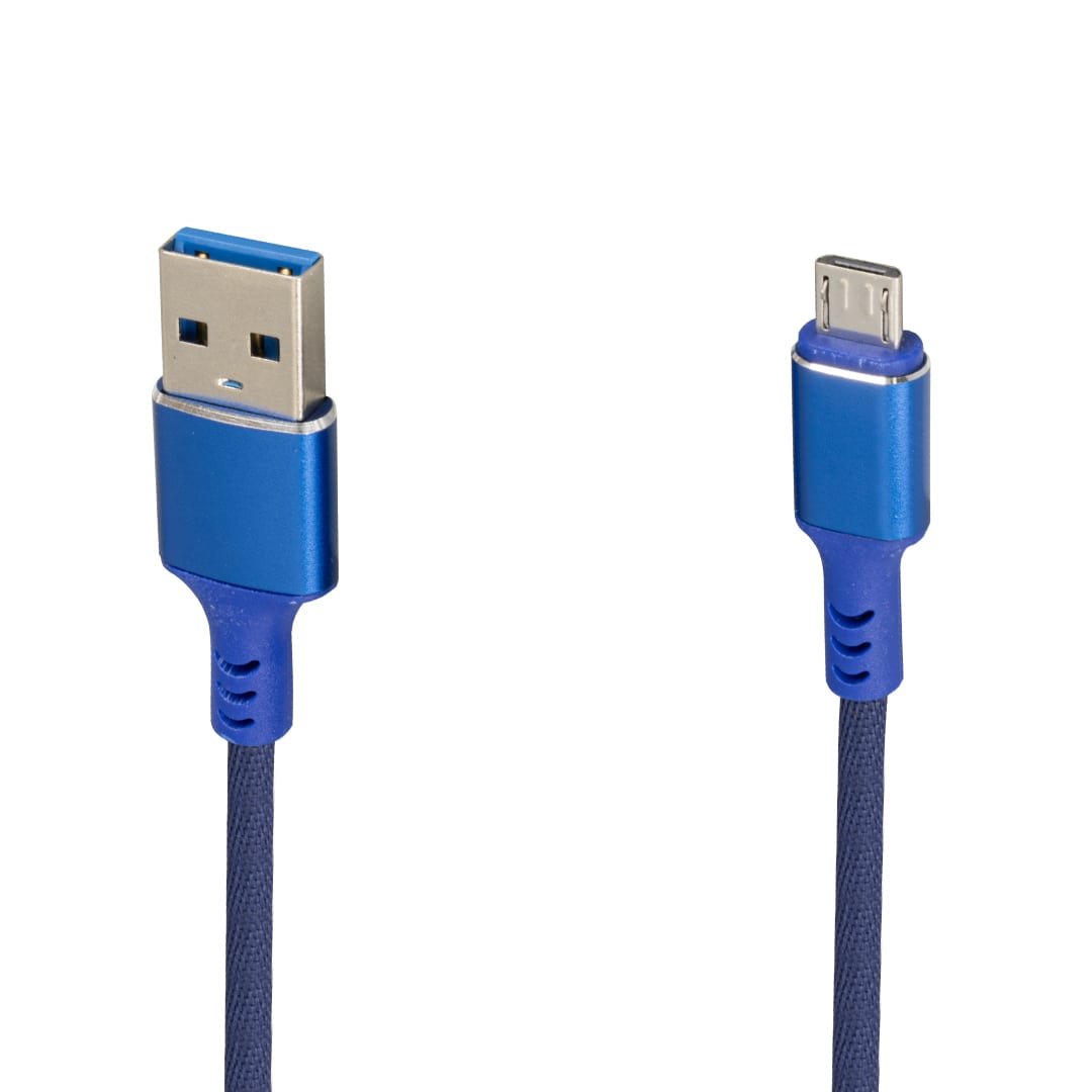 CLZ192 WK-22023 USB TO MICRO USB ÖRGÜLÜ LACİVERT ŞARJ KABLOSU (NO:14) (4172)