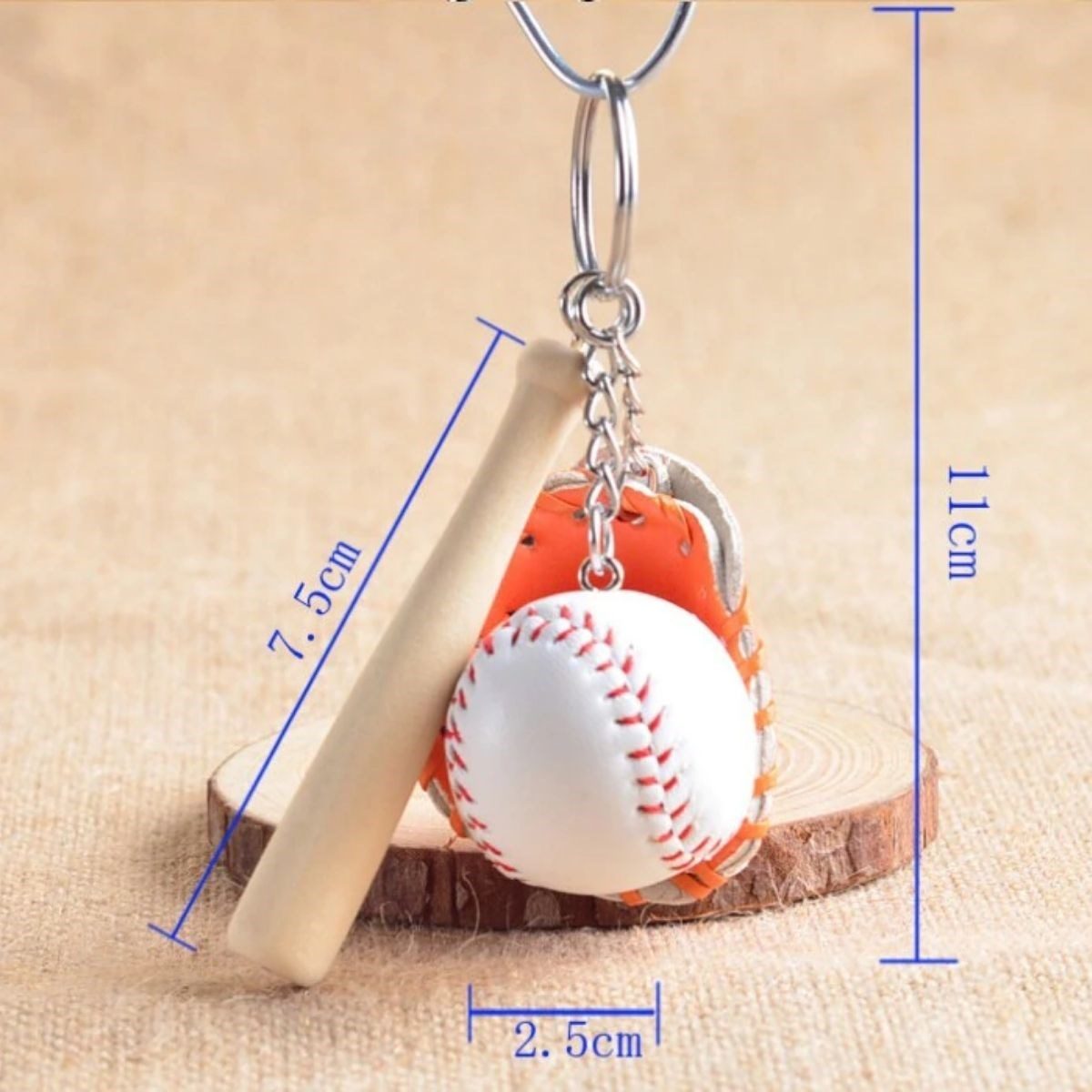 CLZ192 Gerçekçi Beyzbol Tasarımlı Şık Anahtarlık Kolye Çanta Süsü Baseball Keychain (4172)