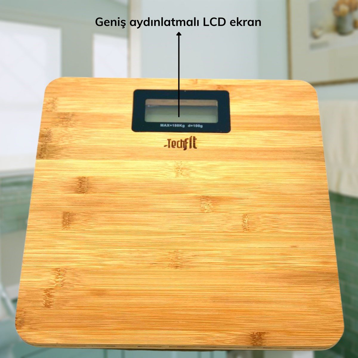 CLZ192 Techfit Bambu Banyo Baskülü Yüksek Hassasiyetli Darbelere Dijital Dayanıklı Terazi Tf 1065 Max 180kg (4172)