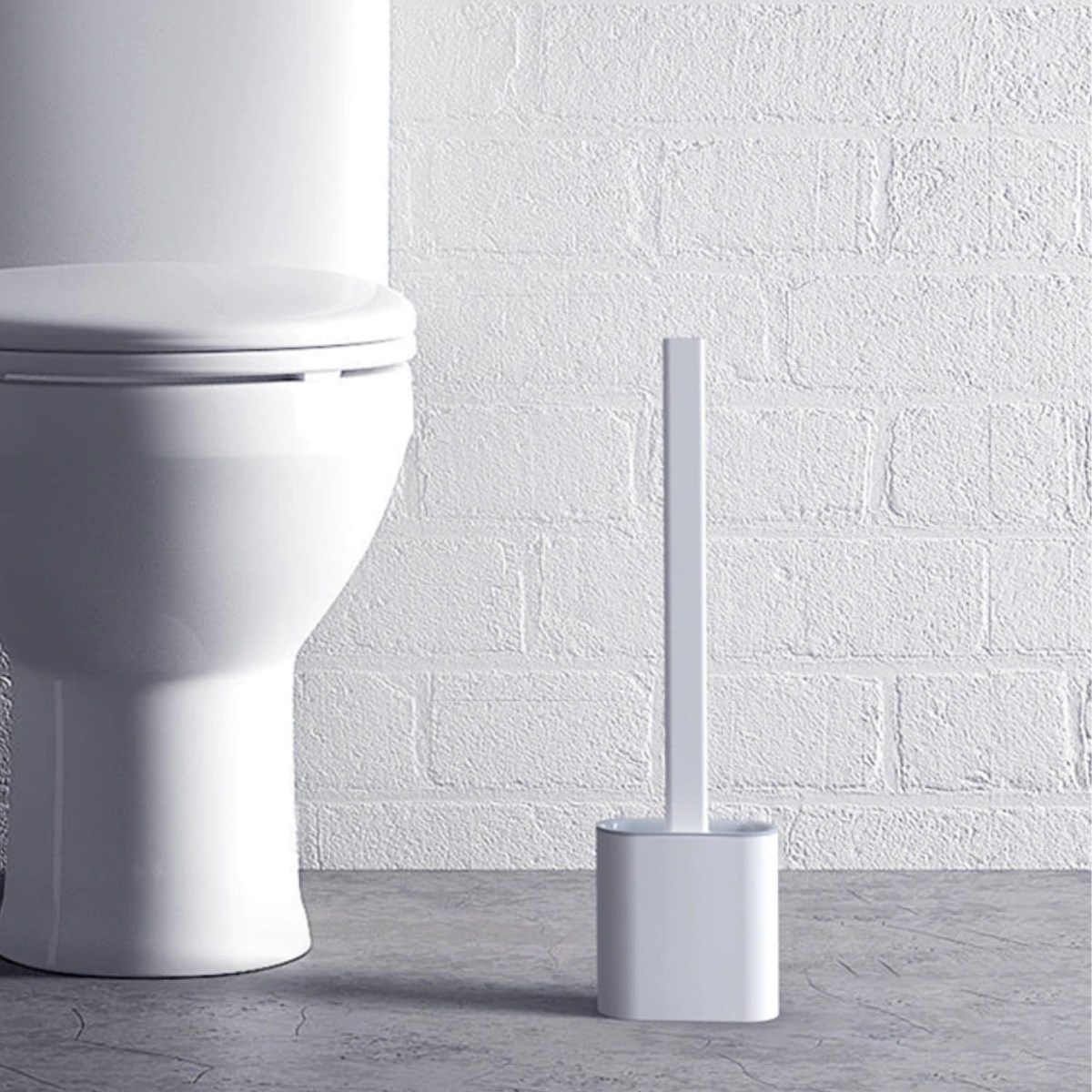 CLZ192 Duvara Monte Edilebilir Kapaklı Askılı Klozet Yumuşak Silikon Başlıklı Tuvalet Fırçası Seti (4172)