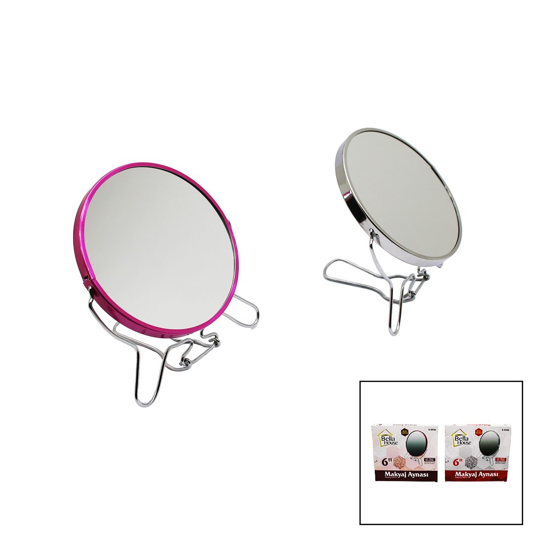 CLZ192 6 İnç  Yuvarlak Metal Çerçeve Çift Yönlü Makyaj Aynası (4172)