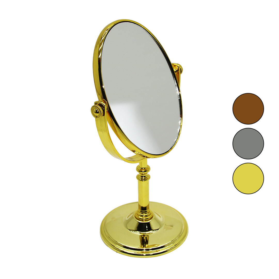 CLZ192 6 İnç  - Mix - Oval - Çift Taraflı Esnek Gövde Plastik Makyaj Aynası (4172)