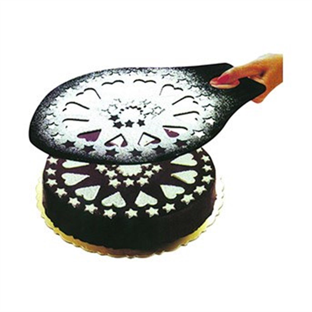 CLZ192 Dekoratif Desenli Pasta Süsleme Şablonu ve Pasta Taşıma Aleti (4172)