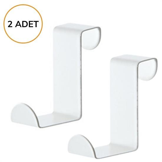 CLZ192 2&apos;Li Kapı Arkası Çekmece Dolap Kapağı Mutfak Banyo Askısı Beyaz Renk Plastik (4172)