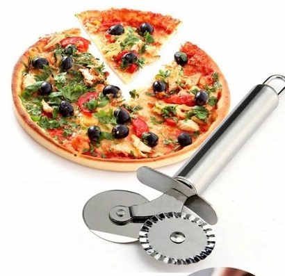 CLZ192 Çİft Başlı Metal Pizza Kesici ve Hamur Ruleti (4172)