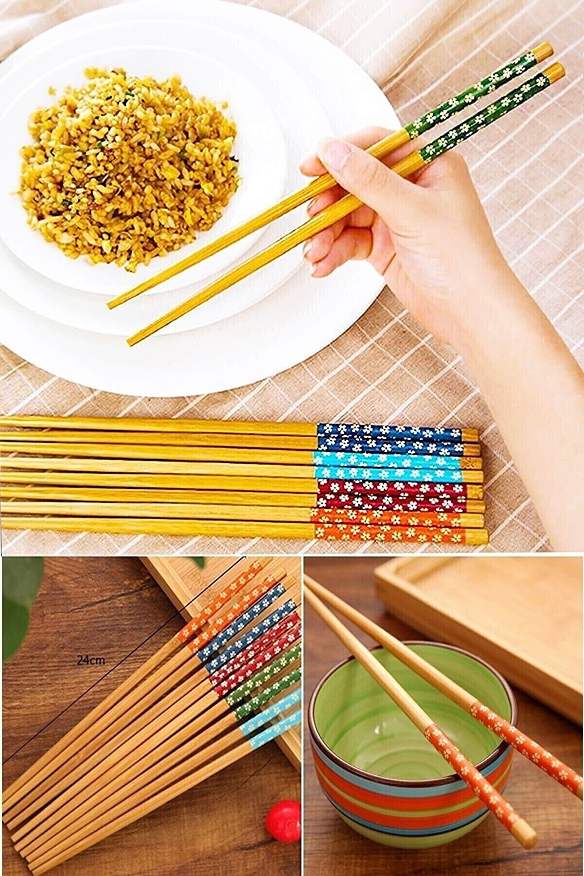 CLZ192 Bambu Chopstick Çubuk Yemek Çubuğu Yıkanabilir Tekrar Kullanılabilir (10 Çift- 20 Adet ) (4172)