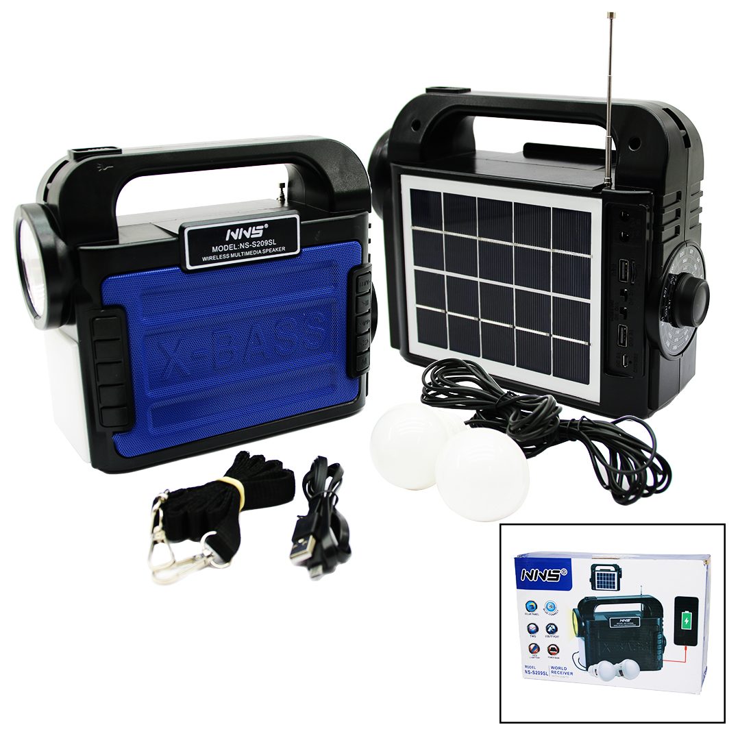 CLZ192 3ın1 - Solar 2in1 El Feneri  - Radyo - Mp3 Bluetooth - Usb/ Tf Port - 2 Parça  Ampul Kablolu - Powerbank (4172)