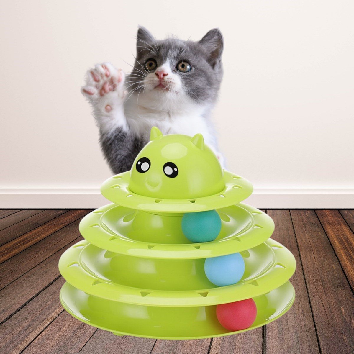 CLZ192 Tower Of Tracks Eğlenceli Üç Katlı Kedi Oyuncağı Seti Kedi Oyunu (4172)