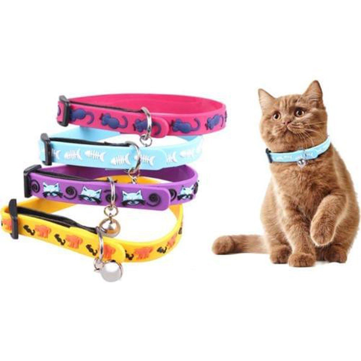 CLZ192 Çıngıraklı Zilli Sevimli Renkli Slikon Kedi Köpek Boyun Tasması (4172)