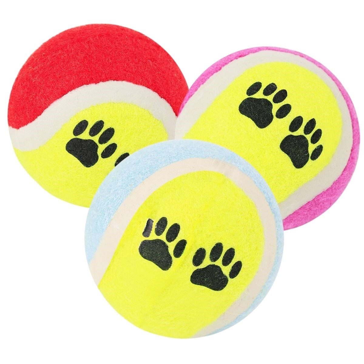 CLZ192 3&apos;lü Renkli Desenli Tenis Topu Kedi Köpek Oyuncağı (4172)