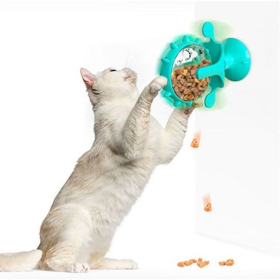 CLZ192 Vantuzlu Zilli İnteraktif Dönebilen Mama Kaplı Renkli Eğlenceli Eğitici Kedi Oyuncağı (4172)