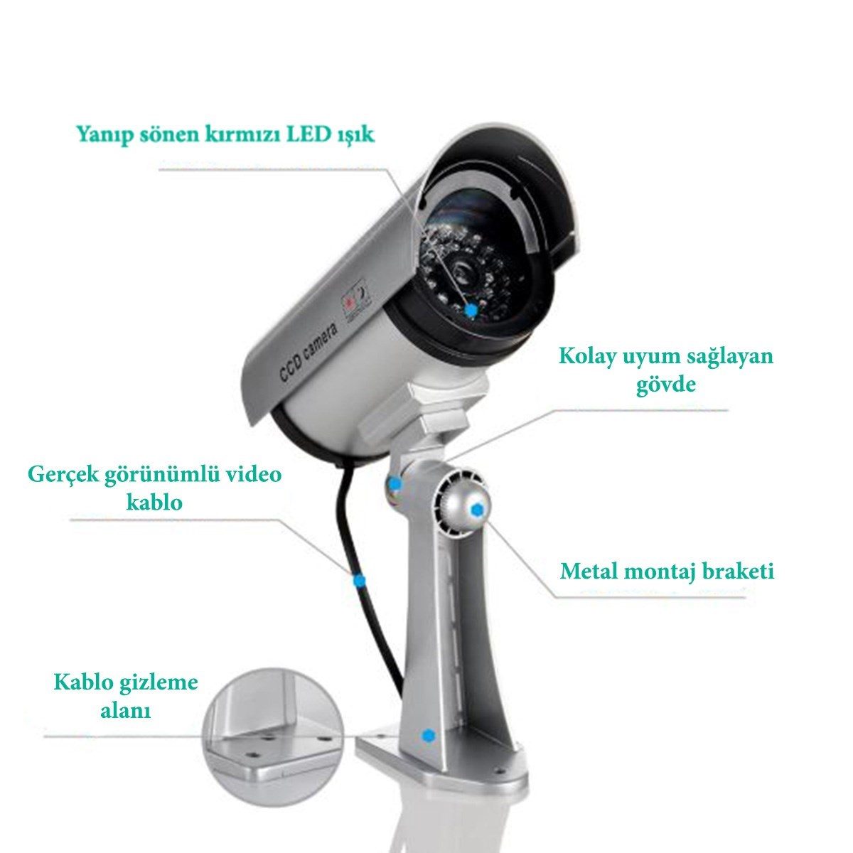 CLZ192 %100 Gerçekçi İç ve Dış Mekan İçin Sahte Güvenlik Kamerası (4172)