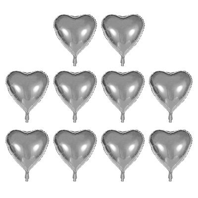 CLZ192 Kalp Şekilli Gümüş Renk Toptan Folyo Balon 45 cm 10 Adet (4172)