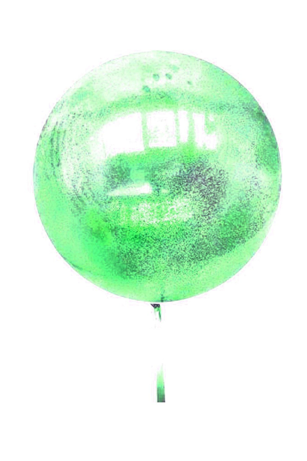 CLZ192 Yeşil Simli Yuvarlak Şeffaf Balon 24 İnç (4172)