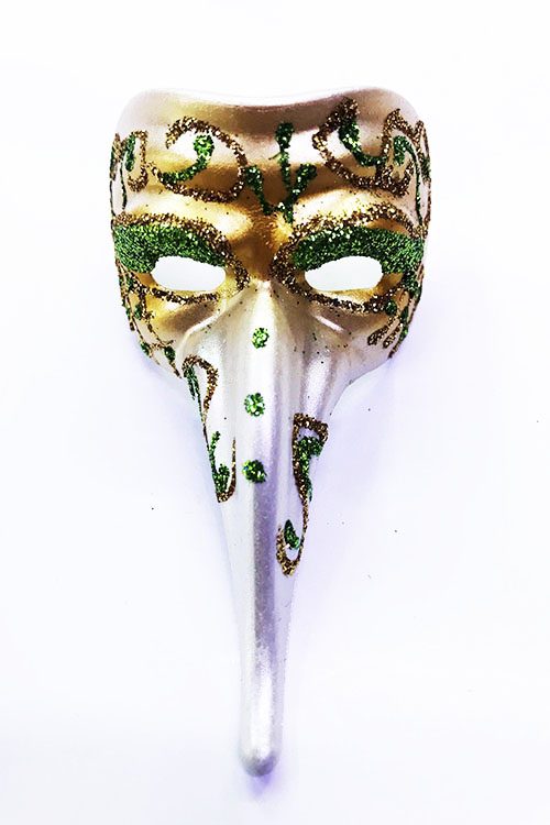 CLZ192 Yeşil Renk İşlemeli Seramik Malzemeden İmal Venedik Uzun Maske Magnet (4172)