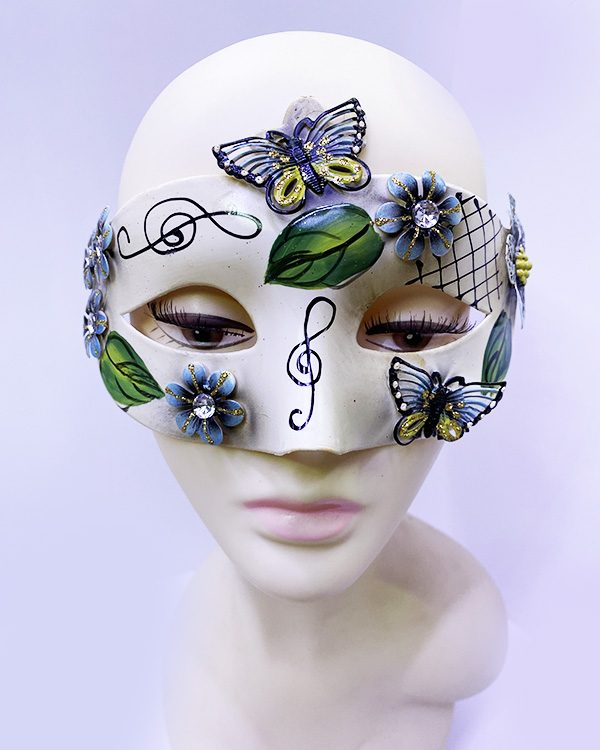 CLZ192 Kelebek Ve Çiçek İşlemeli Venedik Maskesi Siyah Renk 10x18 Cm (4172)