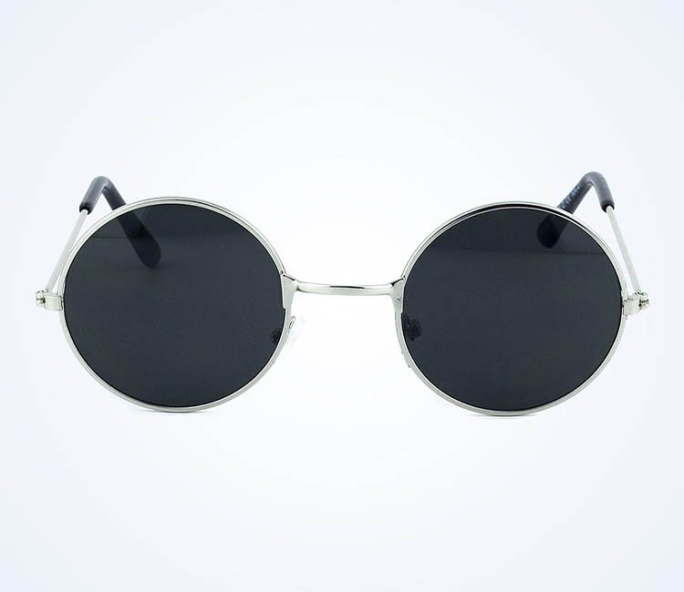 CLZ192 Yuvarlak Cam John Lennon Tarzı Gümüş Çerçeveli Siyah Gözlük (4172)