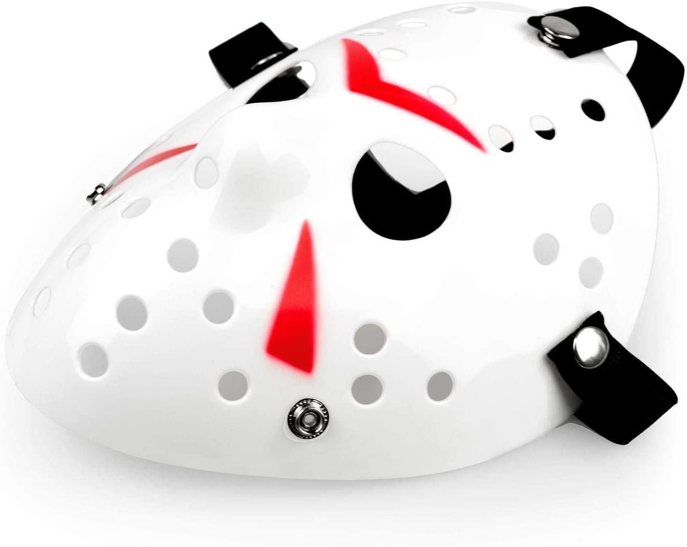 CLZ192 Beyaz Renk Kırmızı Çizgili Tam Yüz Hokey Jason Maskesi Hannibal Maskesi (4172)