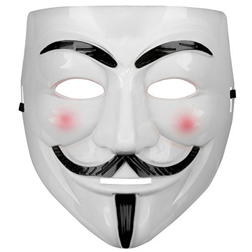 CLZ192 Beyaz Renk Pembe Yanaklı İthal V For Vendetta Maskesi (4172)