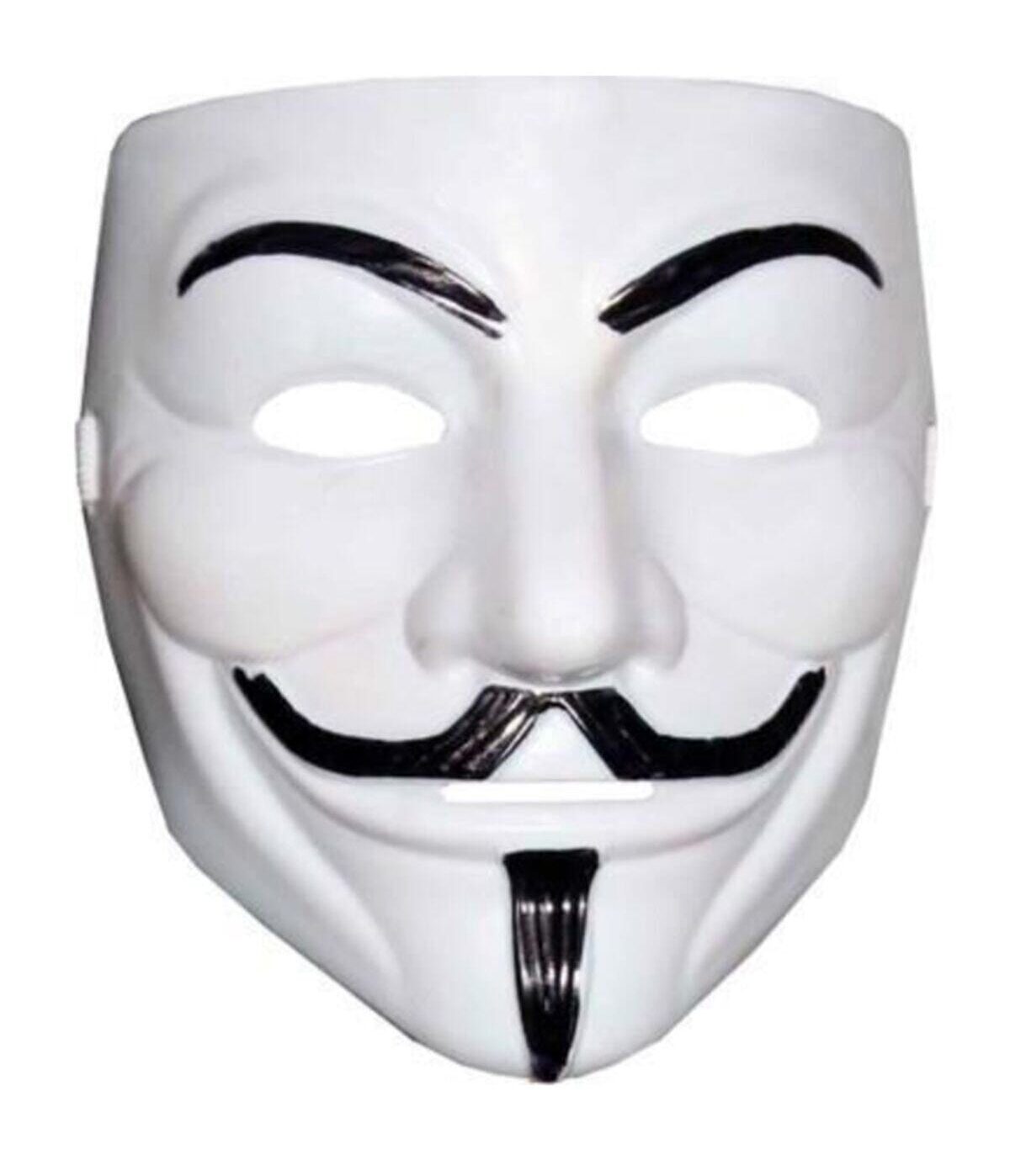 CLZ192 Beyaz Renk V For Vendetta Maskesi Yerli Üretim (4172)