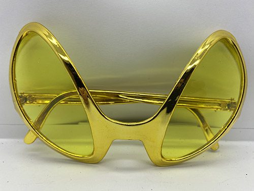 CLZ192 Retro Gözlük - 80 Li 90 Lı Yıllar Parti Gözlüğü Gold Renk 8x13 Cm (4172)