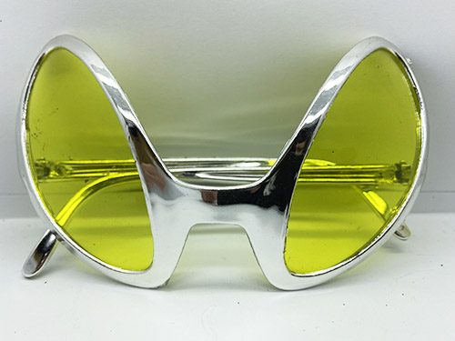 CLZ192 Retro Gözlük - 80 Li 90 Lı Yıllar Parti Gözlüğü Gümüş Renk 8x13 Cm (4172)