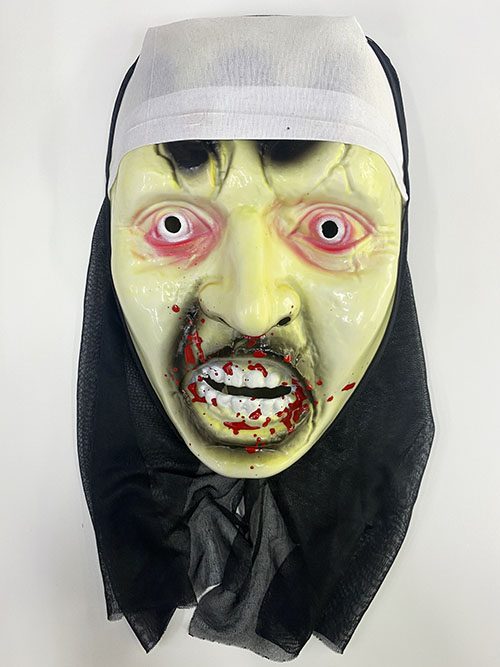 CLZ192 Beyaz Bandajlı Kanlı Siyah Kapşonlu Vampir Maskesi Mumya Maskesi (4172)