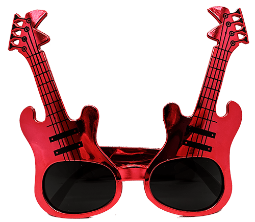 CLZ192 Kırmızı Renk Rockn Roll Gitar Şekilli Parti Gözlüğü 15x15 Cm (4172)