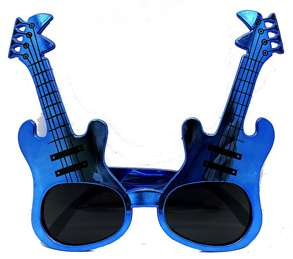 CLZ192 Mavi Renk Rockn Roll Gitar Şekilli Parti Gözlüğü 15x15 Cm (4172)