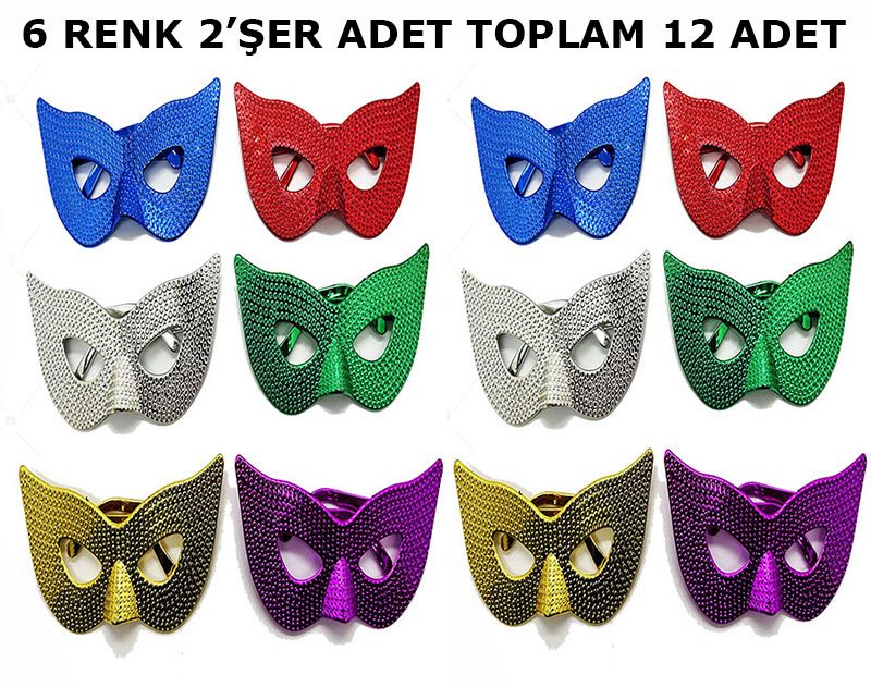 CLZ192 Maskeli Balo Partisi Görünümlü Retro Parti Gözlüğü 6 Renk 12 Adet (4172)