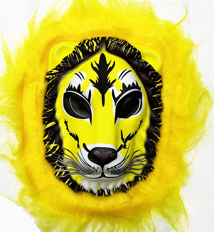 CLZ192 Aslan Maskesi - Kaplan Maskesi Yetişkin Çocuk Uyumlu Sarı Yeleli Model 9 (4172)