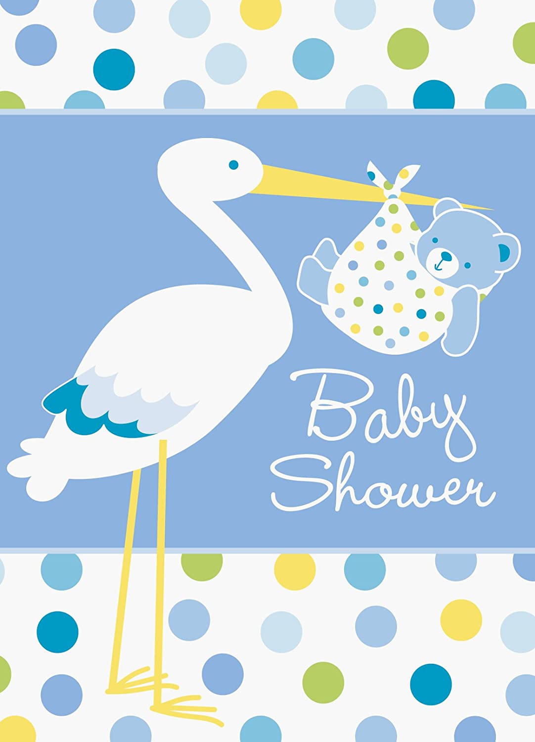CLZ192 Baby Boy Stork Temalı Mavi Renk Baby Shower Davetiye 8 Adet (4172)