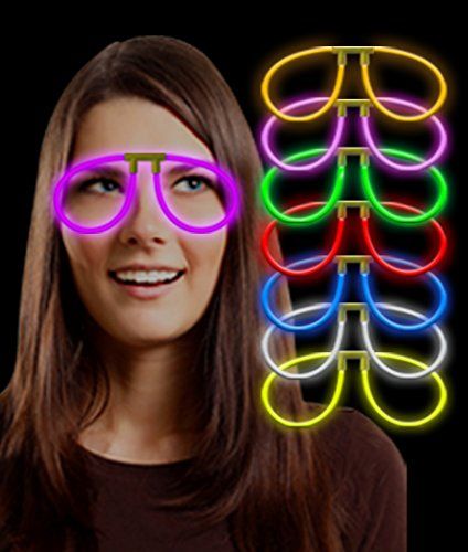 CLZ192 Karanlıkta Parlayan Fosforlu Glow Stick Gözlük Fosforlu Renkli Gözlük 6 Adet (4172)
