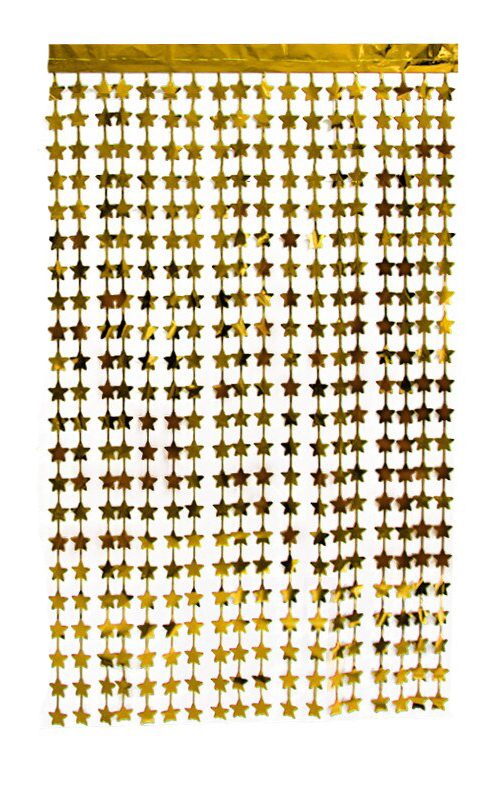 CLZ192 Altın Renk Yıldız Şekilli Metalize Saçaklı Arka Fon Perde Dekorasyon (4172)