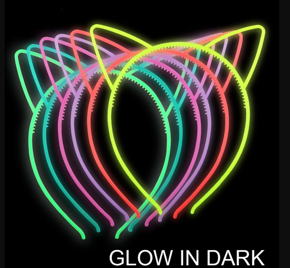 CLZ192 Karanlıkta Yanan Glow Kedi Kulağı Kedi Tacı Renkli 6 Adet (4172)