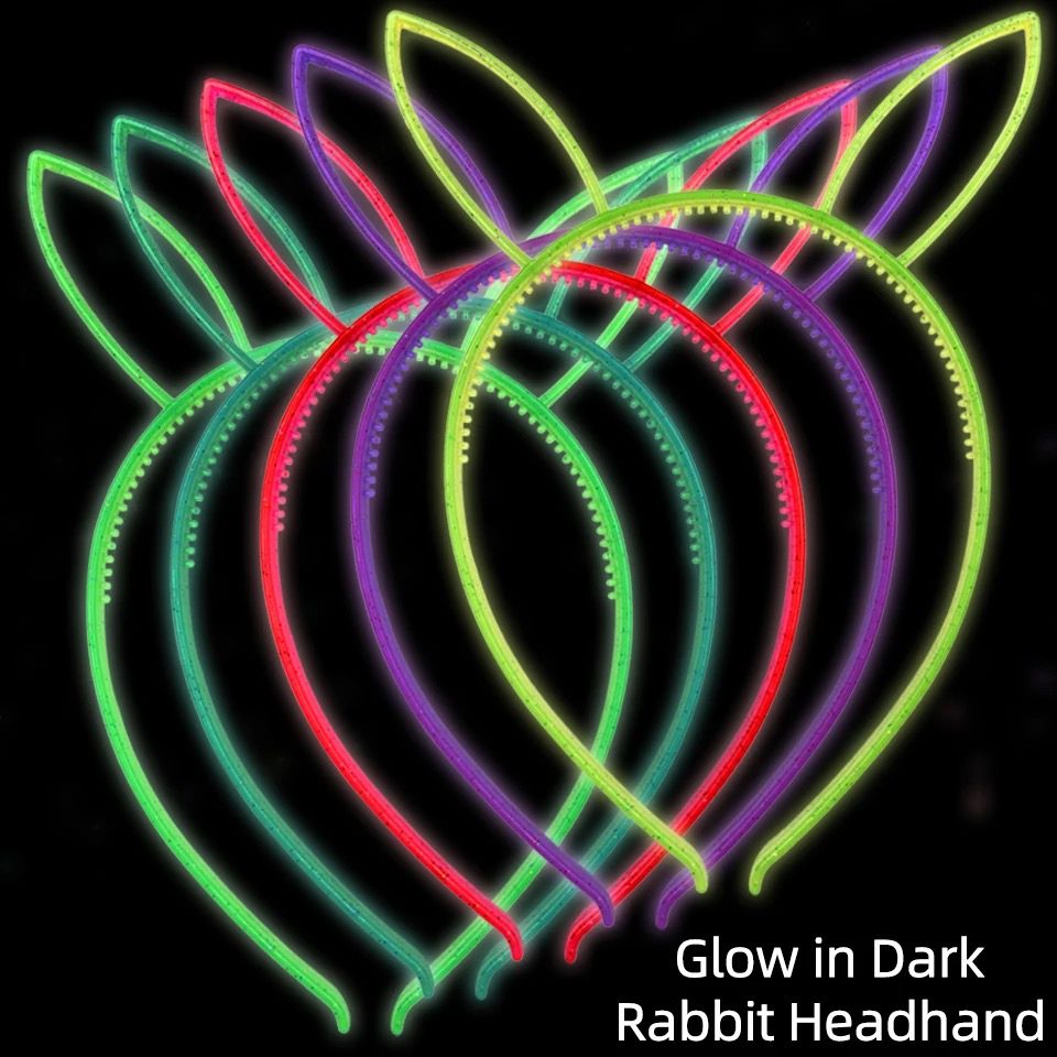CLZ192 Karanlıkta Yanan Glow Tavşan Kulağı Tavşan Tacı Renkli 6 Adet (4172)