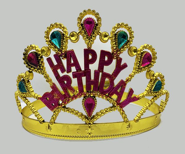 CLZ192 Altın Renk Happy Birthday Yazılı Doğum Günü Tacı 60 cm (4172)