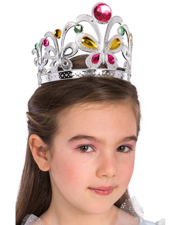 CLZ192 Çocuklar İçin Kraliçe Tacı - Çocuk Prenses Tacı Gümüş Renk (4172)