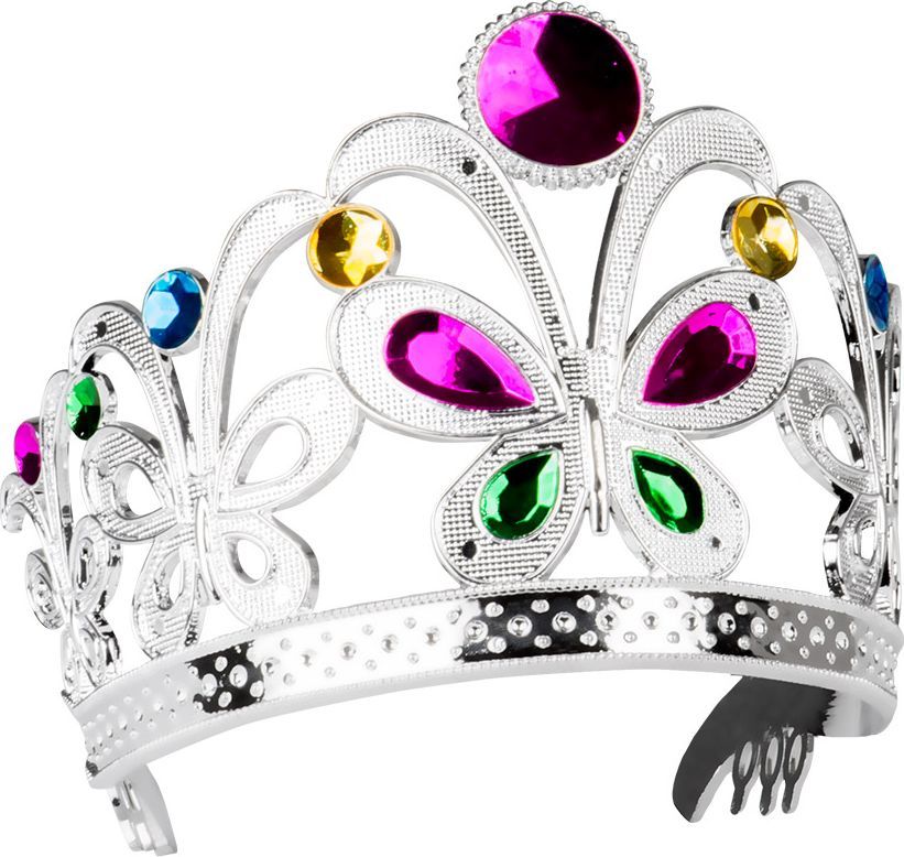 CLZ192 Çocuklar İçin Kraliçe Tacı - Çocuk Prenses Tacı Gümüş Renk (4172)