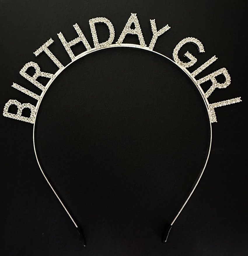 CLZ192 Gümüş Kristal Taşlı Birthday Girl Doğum Günü Tacı İthal Ürün A Kalite 17x16 cm (4172)