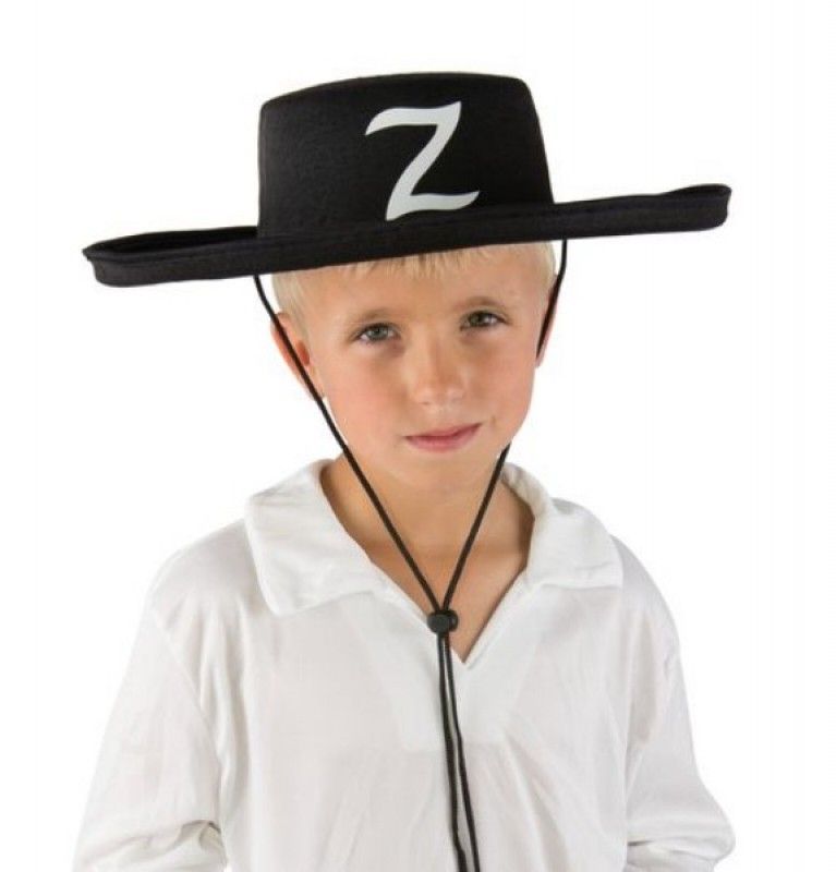 CLZ192 Z Logolu Çocuk Boy Bağcıklı Zorro Şapkası (4172)
