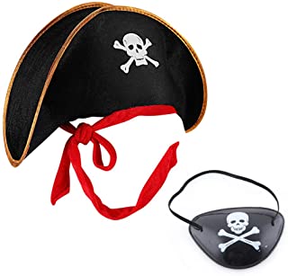 CLZ192 Kaptan Jack Çocuk Korsan Şapkası ve Göz Bandı Seti (4172)