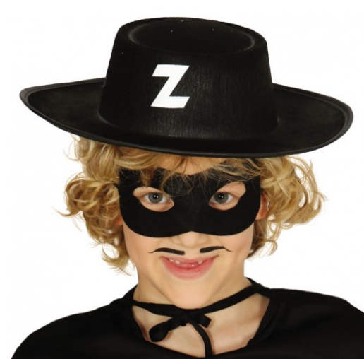CLZ192 Z Logolu Zorro Şapkası ve Zorro Maskesi Çocuk Boy (4172)