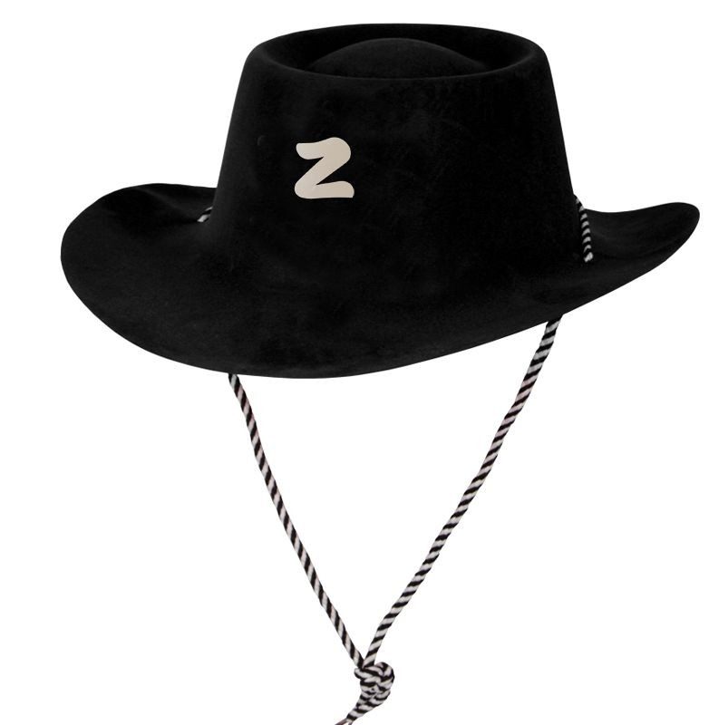 CLZ192 Siyah Renk Plastik Üzeri Kadife Kaplama Çocuk Zorro Şapkası Bağcıklı (4172)